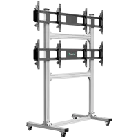 ONKRON Floor mobile stand for video wall 2x2, 4 x 43”- 55" up to 50 kg, silver