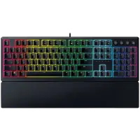 Razer Ornata V3, Mecha-membrane switches, 10 Razer Chroma™ RGB Lighting Zones, 1000 Hz Ultrapolling, Backlit keys, UV coated ABS Keycaps, Soft-touch wrist rest"