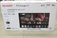 SALE OUT. Sharp 43HR7265E 43" (108cm) QLED 144Hz 4K Ultra HD Google TV, Dolby Vision IQ, Dolby Atmos, Central Stand | Sharp 43HR7265E | 43 | Smart TV | Google TV | Black | DAMAGED PACKAGING