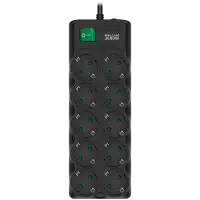 Surge Protector SVEN  SF-10E-16 1,8 m, 16A, 3.6kW, (10 sockets with children protection), black