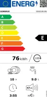 Gorenje Dishwasher | GS522E10S | Built under | Width 44.8 cm | Number of place settings 10 | Number of programs 6 | Energy efficiency class Class E | Grey