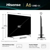 Hisense 85A6Q teler 2,16 m (85") 4K Ultra HD Nutiteleri funktsioon WiFi Must 400 cd/m² – pilt 16