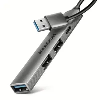 Axagon HUB USB HUE-STA, 4x USB ALU STRIP hub, 1x USB-A 5Gbps, 2x USB-A & 1x USB-C 480Mbps, kabel USB-A 12cm USB 3.2 Gen 1 (3.1 Gen 1) Type-A 5 Mbit/s Hall – pilt 6