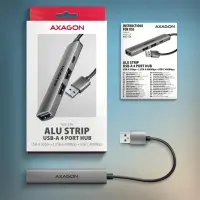 Axagon HUB USB HUE-STA, 4x USB ALU STRIP hub, 1x USB-A 5Gbps, 2x USB-A & 1x USB-C 480Mbps, kabel USB-A 12cm USB 3.2 Gen 1 (3.1 Gen 1) Type-A 5 Mbit/s Hall – pilt 15