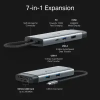 TP-Link UH7021C jaotur USB tüüp-C 5000 Mbit/s Alumiinium, Must – pilt 11