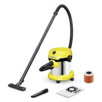 Vacuum Cleaner|KARCHER|Suction power 220 AW|Input power 1000 W|Dust capacity 15 L|Drum vacuum|Cleaning type Dry&wet|Dust container Dust bag|Colour Black/Yellow|1.628-054.0