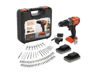 BLACK & DECKER 18V Impact Drill (with 2 x 18V 2.0Ah batteries with charge status indicator, 1A charger and 80 accessories) | BCD383D2XKA-QW | 2.0 Ah – pilt 3