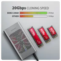 Axagon EEM2-20GD HDD/SSD dokkimisjaam USB 3.2 Gen 2 (3.1 Gen 2) Type-C Must, Hall