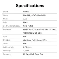 CABLE HDMI 15M/BLACK AACBN VENTION – pilt 12