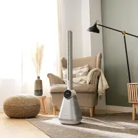 Cecotec EnergySilence 9890 Skyline Bladeless | Tower Fan | Stand Fan | 50 W | Diameter 23 cm | Number of speeds 3 | Oscillation | Timer | Remote control | Grey/White