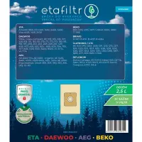 ETA Dust bags for ETA, Daewoo, AEG and Beko vacuum cleaners | ETA1458P | 5 pc(s) | Brown