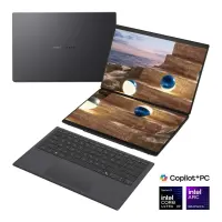 Asus | Zenbook Duo UX8407AA-SN066W | Moher Gray | 14 " | OLED | Touchscreen | 2.8K | 2880 x 1800 pixels | 144 Hz | Anti-Reflective | Intel Core Ultra X9 | 378H | 32 GB | LPDDR5X | Solid-state drive capacity 2000 GB | Intel Arc Graphics | Windows 11 Pro | 802.11be | Bluetooth version 5.4 | Keyboard language US international | Keyboard backlit | Warr