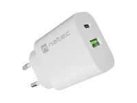 Natec Ribera USB Charger 1X USB-A + 1X USB-C 20W, White