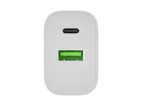 Natec Ribera USB Charger 1X USB-A + 1X USB-C 20W, White