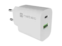 Natec Ribera USB Charger 1X USB-A + 1X USB-C 20W, White – pilt 3