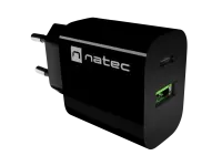 Natec Ribera USB Charger 1X USB-A + 1X USB-C 20W, Black – pilt 5