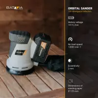Batavia B.V. 18V Cordless Orbital Sander 125mm; Compact and balanced design for precise sanding – pilt 9