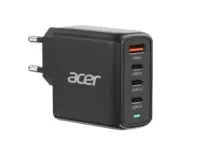 Acer 100W PD GaN Charger, 3 x USB C and 1 x USB A, EU Plug, 100W USB-C cable, Black, Retail Pack