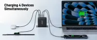 Acer 100W PD GaN Charger, 3 x USB C and 1 x USB A, EU Plug, 100W USB-C cable, Black, Retail Pack – pilt 5