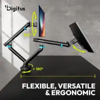 Digitus Desk Mount | Tilt, rotation, pivot | Dual design monitor mount, 2x 35", 2x 10 kg | 35 " | Maximum weight (capacity) 20 kg | Black