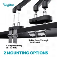 Digitus Desk Mount | Tilt, rotation, pivot | Dual design monitor mount, 2x 35", 2x 10 kg | 35 " | Maximum weight (capacity) 20 kg | Black – pilt 2