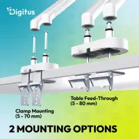 Digitus Desk Mount | Tilt, rotation, pivot | Dual design monitor mount, 2x 35", 2x 10 kg | 35 " | Maximum weight (capacity) 20 kg | White – pilt 5