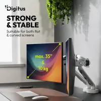 Digitus Desk Mount | Tilt, rotation, pivot | Dual design monitor mount, 2x 35", 2x 10 kg | 35 " | Maximum weight (capacity) 20 kg | White – pilt 6