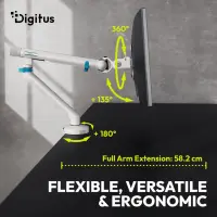 Digitus Desk Mount | Tilt, rotation, pivot | Single design monitor mount | 35 " | Maximum weight (capacity) 10 kg | White – pilt 7