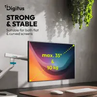 Digitus Desk Mount | Tilt, rotation, pivot | Single design monitor mount | 35 " | Maximum weight (capacity) 10 kg | White – pilt 9