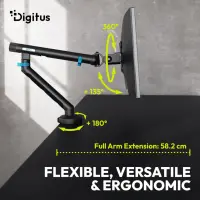 Digitus Desk Mount | Tilt, rotation, pivot | Single design monitor mount | 35 " | Maximum weight (capacity) 10 kg | Black – pilt 2