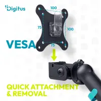 Digitus Desk Mount | Tilt, rotation, pivot | Single design monitor mount | 35 " | Maximum weight (capacity) 10 kg | Black – pilt 4