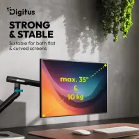 Digitus Desk Mount | Tilt, rotation, pivot | Single design monitor mount | 35 " | Maximum weight (capacity) 10 kg | Black – pilt 5