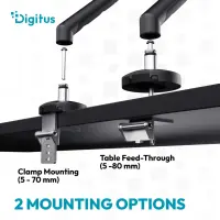 Digitus Desk Mount | Tilt, rotation, pivot | Single design monitor mount | 35 " | Maximum weight (capacity) 10 kg | Black – pilt 8