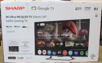 SALE OUT. Sharp 50HR7265E 50" (126cm) QLED 144Hz 4K Ultra HD Google TV, Dolby Vision, Dolby Atmos, Central Stand | SALE OUT. | Sharp 50HR7265E | 50 | Smart TV | Google TV | Black | DAMAGED PACKAGING, USED