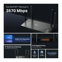 TP-LINK Archer BE220 | BE3600 Dual-Band Wi-Fi 7 Router | 802.11be | Ethernet LAN (RJ-45) ports 4 | 10/100/1000 Mbit/s | Mesh Support No | MU-MiMO No | Antenna type External | No mobile broadband – pilt 7