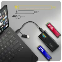 AXAGON USB-C 10Gbps - M.2 NVMe & SATA SSD DISPLAY box | EEM2-SD2B – pilt 4