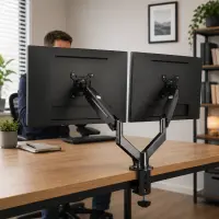 ESPERANZA DESK HOLDER WITH GAS SPRING FOR 2 COMPUTER MONITORS 17"-27" MACHE – pilt 7