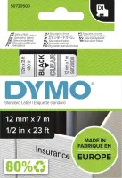 Kleepkirjalint/markeerimislint DYMO D1 45010 12mm x 7m must/läbipaistev