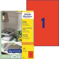 Kleebisetikett AVERY Zweckform 210x297mm 100 lehte punane (3470)