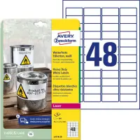 Kleebisetikett polüesterkilest ilmastikukindel AVERY Zweckform 45,7x21,2mm 20l valged permenentse liimiga (L4778-20)