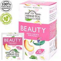 Taimetee AHMAD Beauty virsiku- jaani- ja roosi kroonlehed 20tk ümbrikus