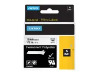 Kleepkirjalint/markeerimislint DYMO Rhino Polyester 18483 12mm must/valge