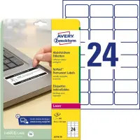Kleebisetikett AVERY Zweckform 63,5x33,9mm eemaldamiskindel (L6146-20)