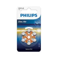 6 x Patareid PHILIPS ZA13 1.4 V 6 Zinc Air (PR48)