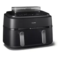 Philips 5000 series NA551/00 fritüür Kahekohaline 9 l Eraldiseisev 2750 W Kuumaõhu fritüür Must, Hõbe