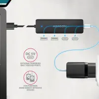 Axagon HUE-C2A jaotur USB 3.2 Gen 1 (3.1 Gen 1) Type-A 5000 Mbit/s Must – pilt 12