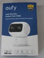 SALE OUT. Anker Eufy Security Indoor Cam S350, White | Anker Eufy Security Indoor Camera | S350 | 24 month(s) | Tabletop | Wide-Angle Lens | Micro SD, Max. 128GB | UNPACKED, MISSING POSITIONING STICKER