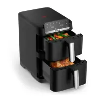 TEFAL Double Basket Airfryer | EY7528E0 Easy Fry Crispy Stack | Power 2700 W | Capacity 6 L + 4 L | Black