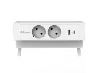 Pikendusjuhe / laadimisjaam lauale FELLOWES Desk 2-pesa, 1 x USB-A ja 1 x USB-C valge