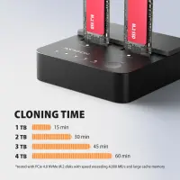 AXAGON | USB-C 20Gbps docking station for 2× M.2 NVMe SSD with disk cloning function without PC | ADSA-M2C22L